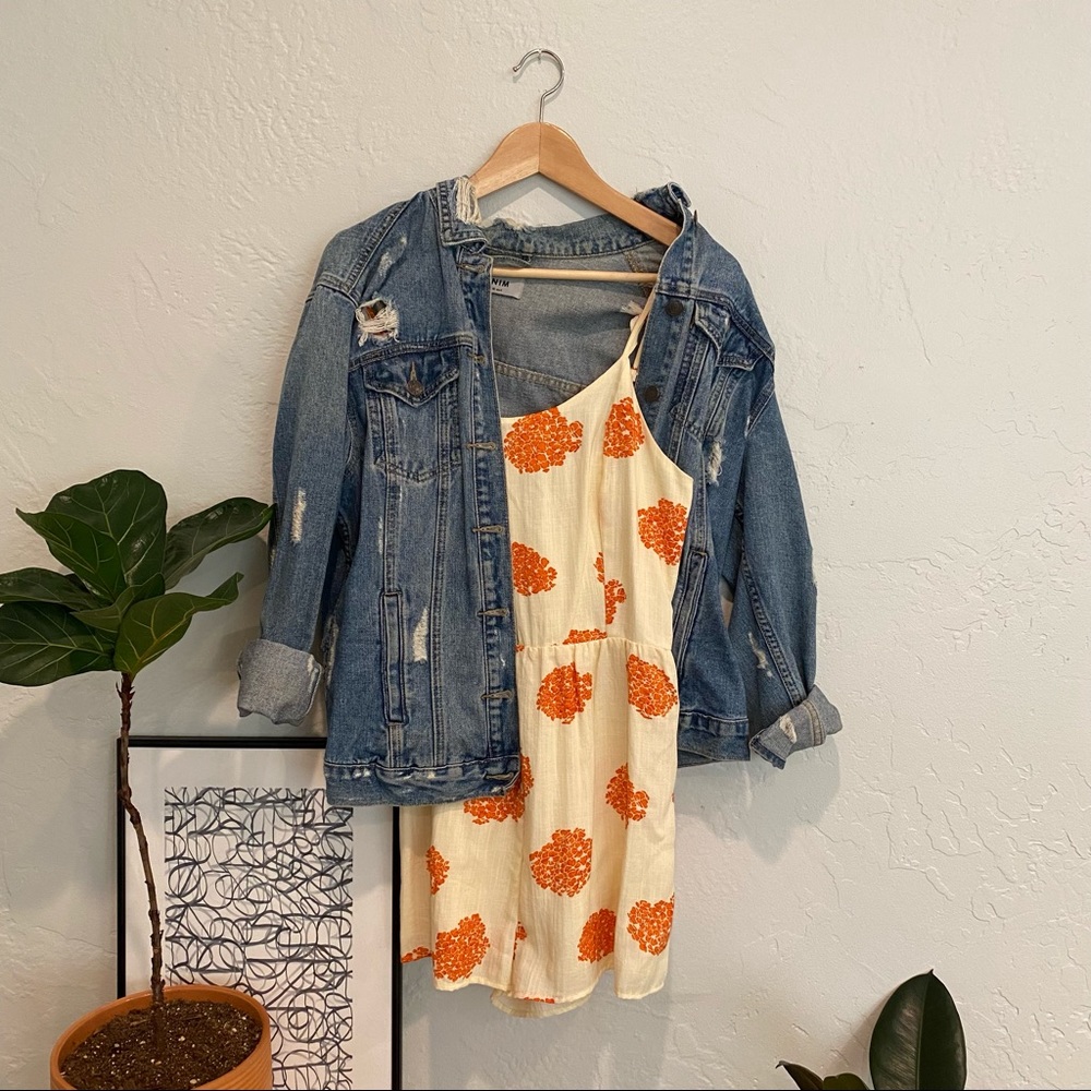 Linen-Feel Yellow Floral Romper